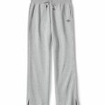 Pantalone Cotone A Gamba Larga Essential  – Grigio chiaro melange