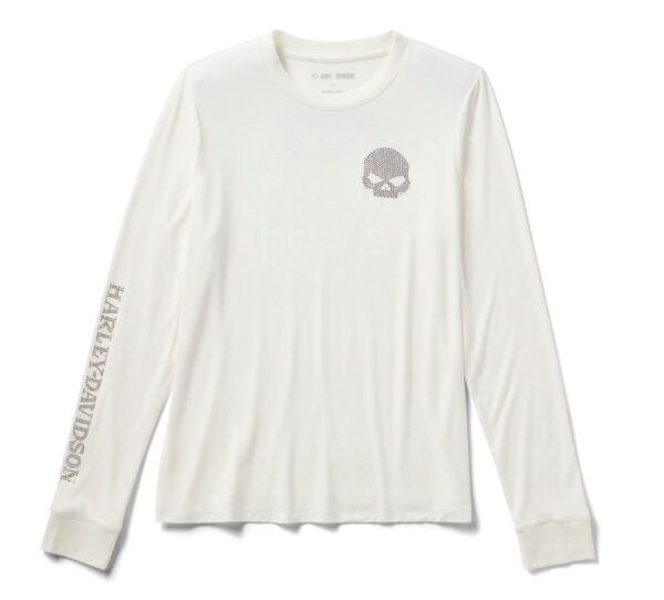 Maglia a maniche lunghe Willie G Skull Bling donna – Cloud Dancer