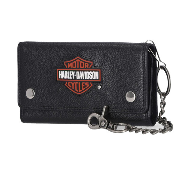 Portafoglio Harley-Davidson con catena e patch Bar & Shield